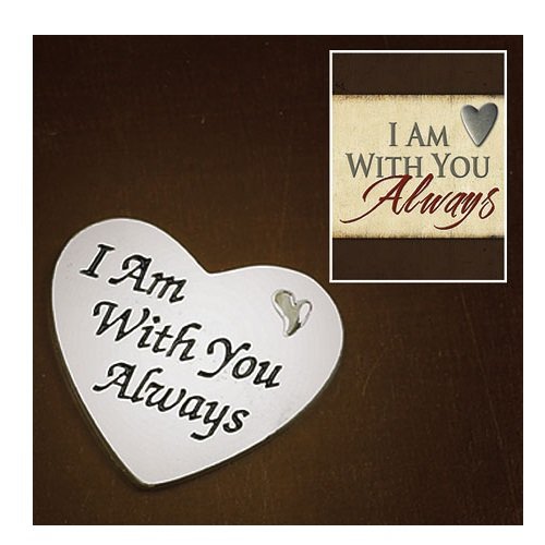 Silver-tone Enamel I AM WITH YOU ALWAYS Pocket Token Gift Boxed with Card Q-GM21174
