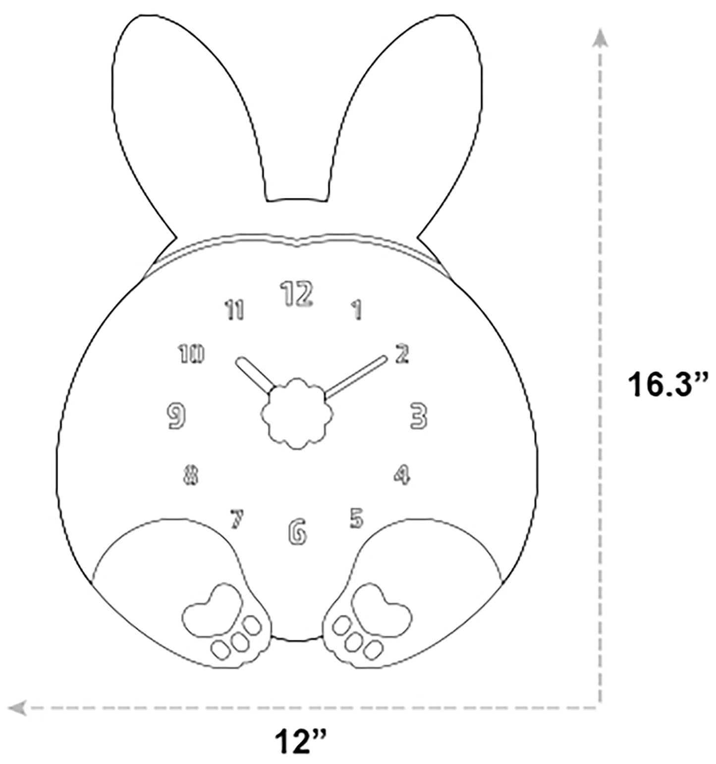 Modern Minimalist Silent Wall Clock Funny Animal Collection (Rabbit Butt)