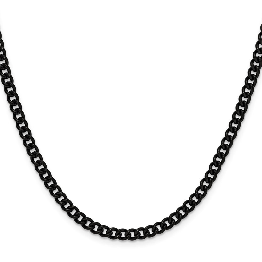 Chisel Stainless Steel Polished Black IP-plated 4.5mm 24 inch Round Curb Chain