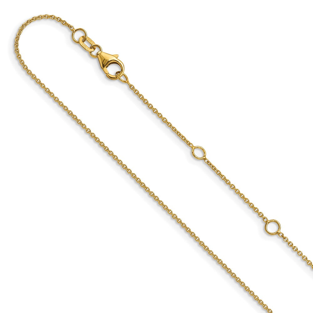 14k Yellow Gold 1.25mm Round Cable 1in+1in Adjustable Chain