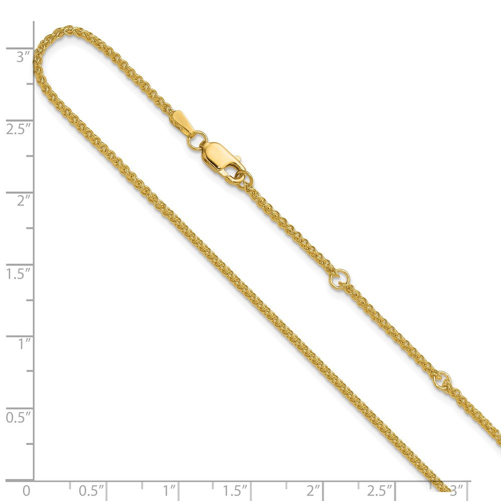 14K 1.65mm Spiga 1in+1in Adjustable Chain