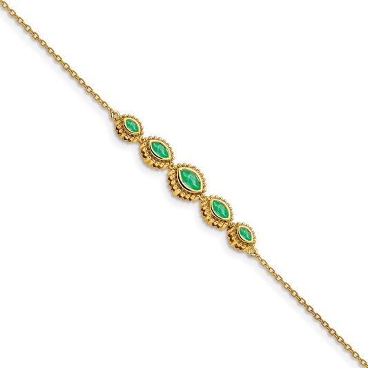 14k Marquise Emerald Bracelet 7  inches
