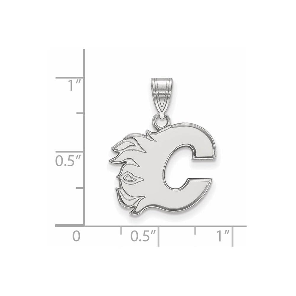 LogoArt NHL Calgary Flames Sterling Silver Medium Pendant