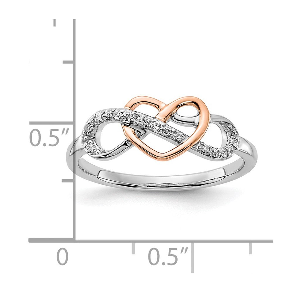 10K Two Tone Diamond Infinity with Heart Ring