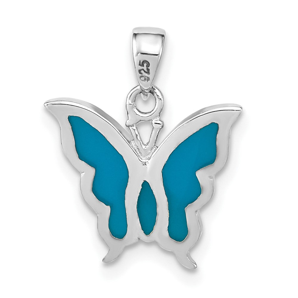 Sterling Silver Blue Enamel Butterfly Pendant