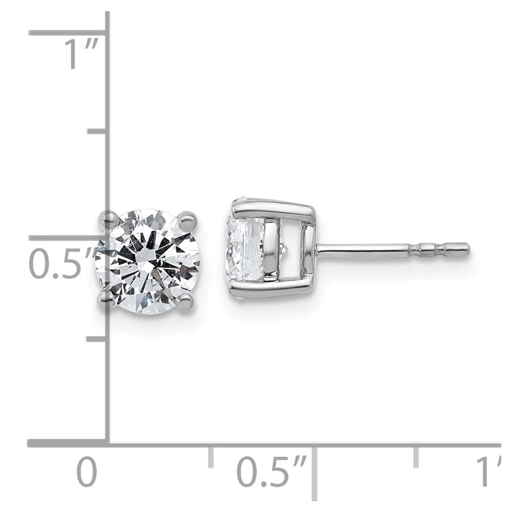 14k White Gold 2 ctw Certified Lab Grown Diamond VS+ F+ Round 4 Prong Heavy Wt. Stud Earrings