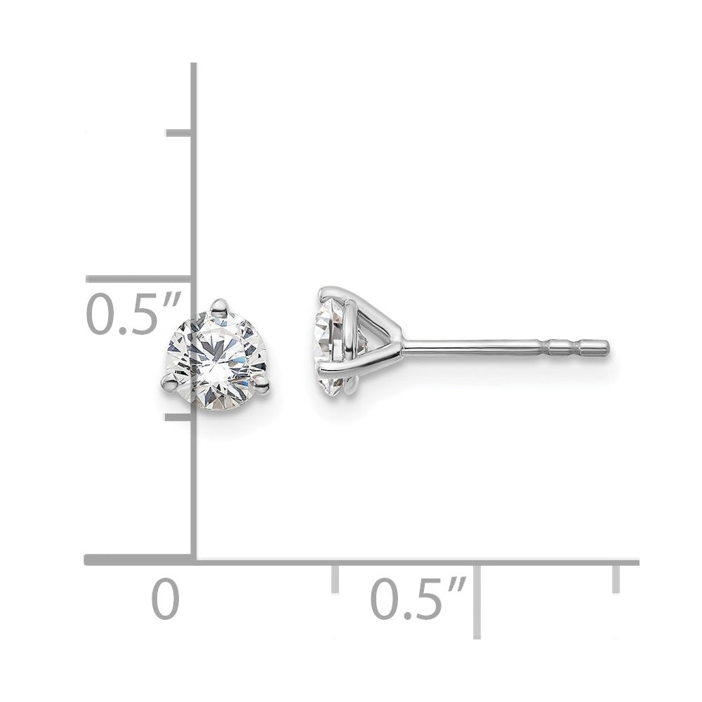 14k White Gold 2/3 ctw Lab Grown Diamond VS+ F+ Round 3 Prong Heavy Wt. Stud Earrings