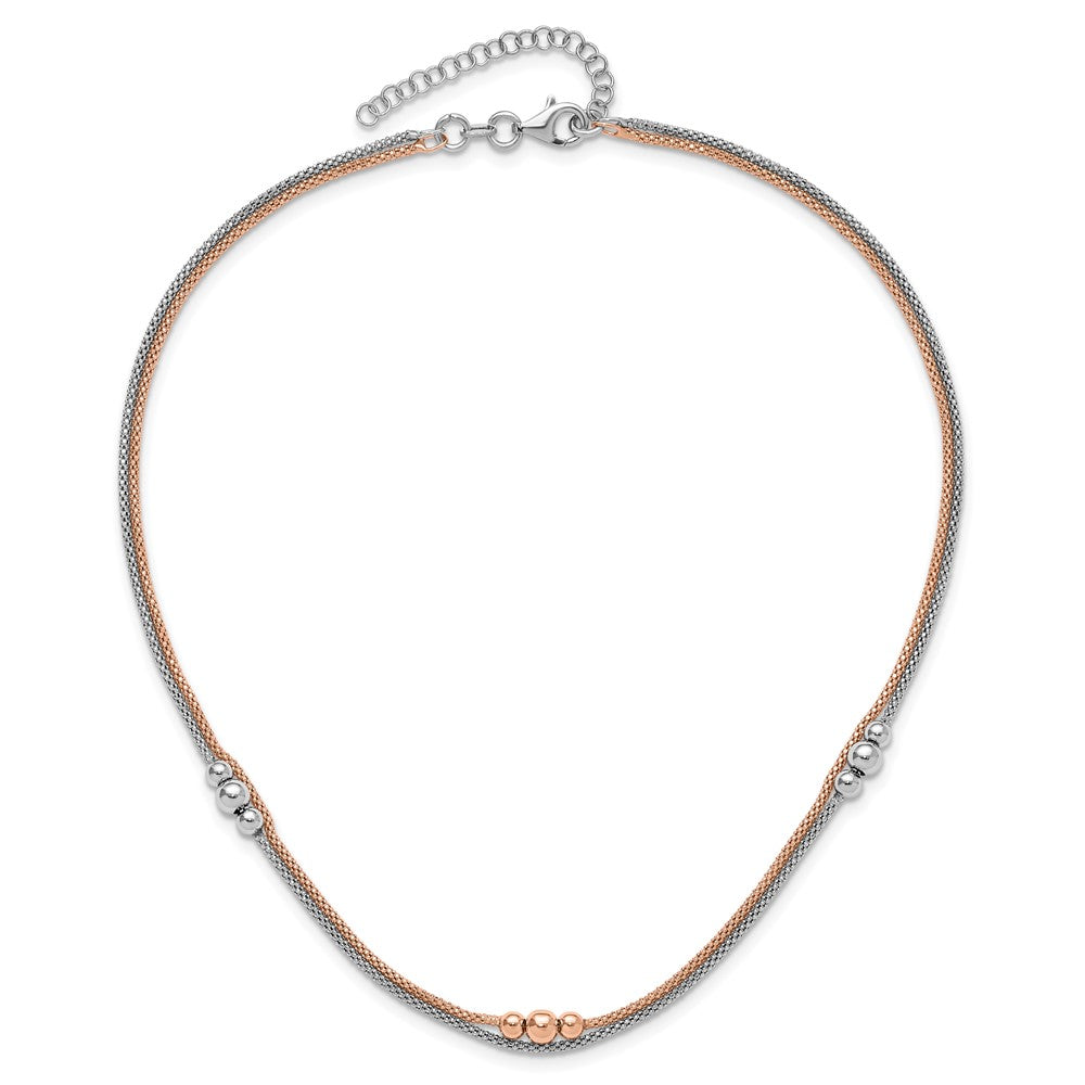 Sterling Silver Rhodium and Rose-tone w/1.75in ext. Necklace