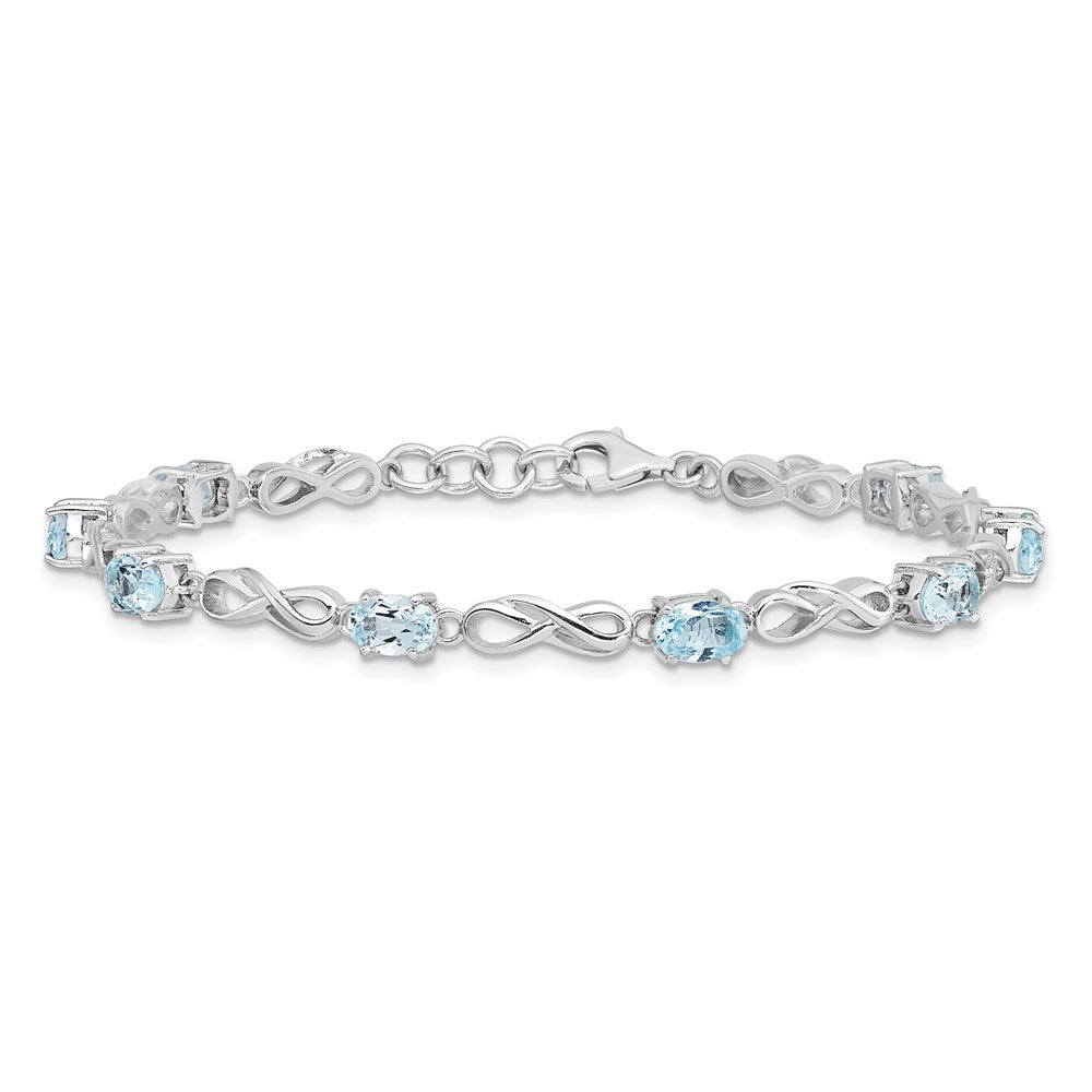 Sterling Silver Rhodium-plated Blue Topaz Figure 8 Bracelet 7 inches