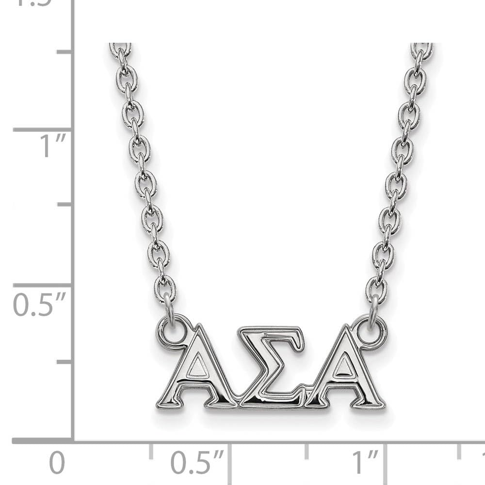 Sterling Silver 18in Official Licensed Greek Sororities Alpha Sigma Alpha (???) Medium Pendant w/ Necklace