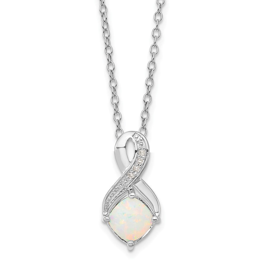 SS Created Opal & Diamond Necklace