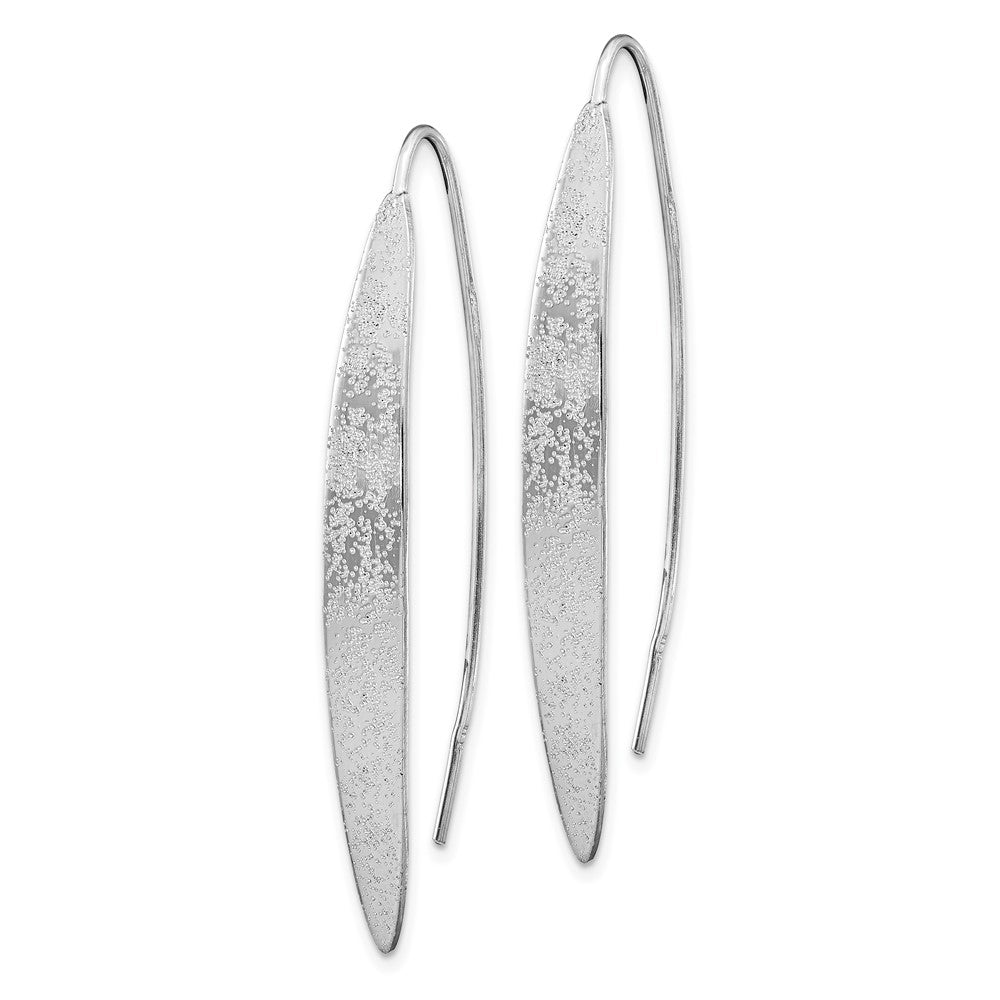 Sterling Silver Rh-plated Polished Textured Threader Earrings