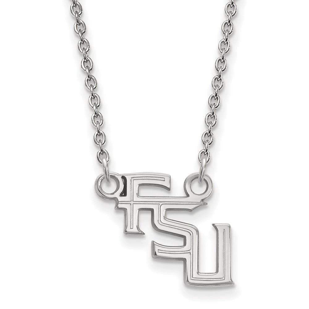 Beautiful SS Rh-p LogoArt Florida State University Small Pendant w/Necklace
