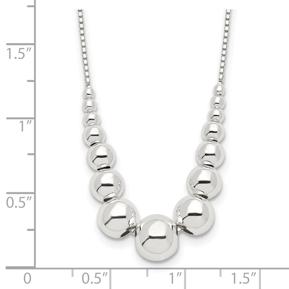Sterling Silver Graduated Beads Necklace 18 Inches