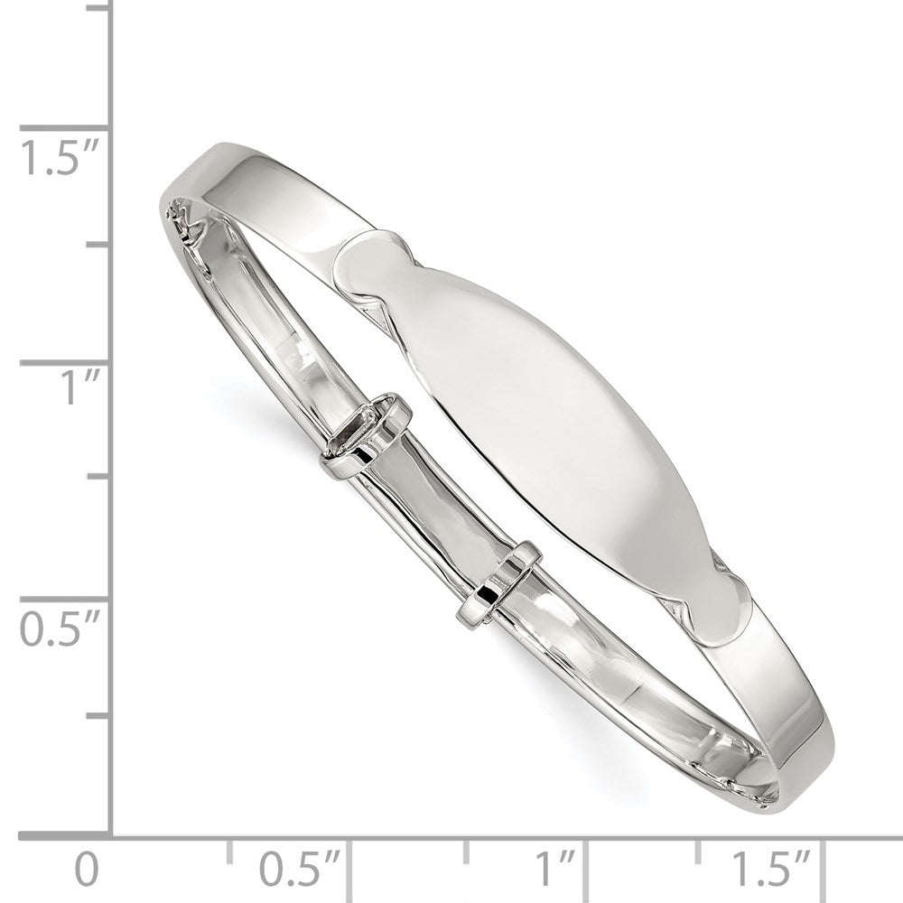 Sterling Silver Polished Adjustable ID Baby Bangle Bracelet 6 inches