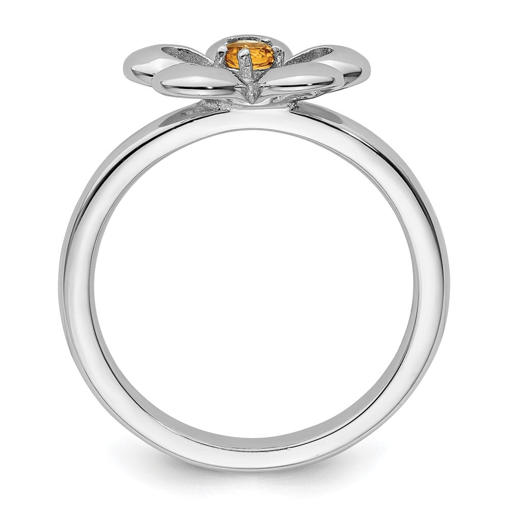 Sterling Silver Stackable Expressions Polished Citrine Flower Ring Size -8