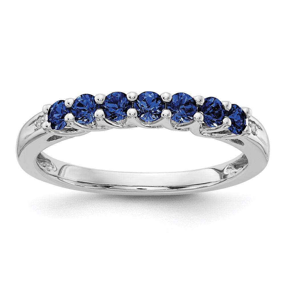10k White Gold CR Sapphire & Diamond Ring