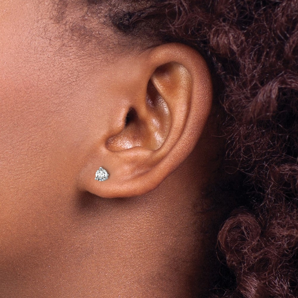 14k White Gold 1/2 ctw Certified Lab Grown Diamond VS+ F+ Round 3 Prong Heavy Wt. Screwback Stud Earrings