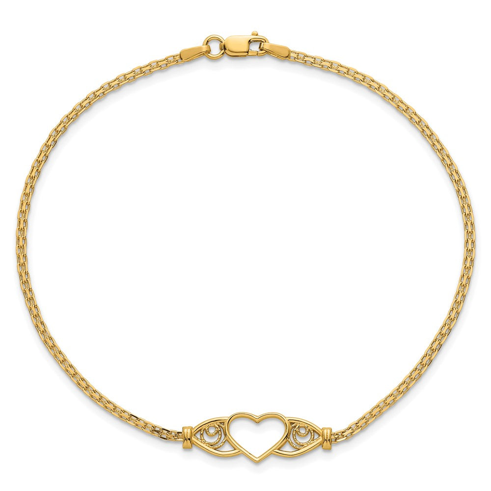 14k Polished Heart 9inch  Anklet