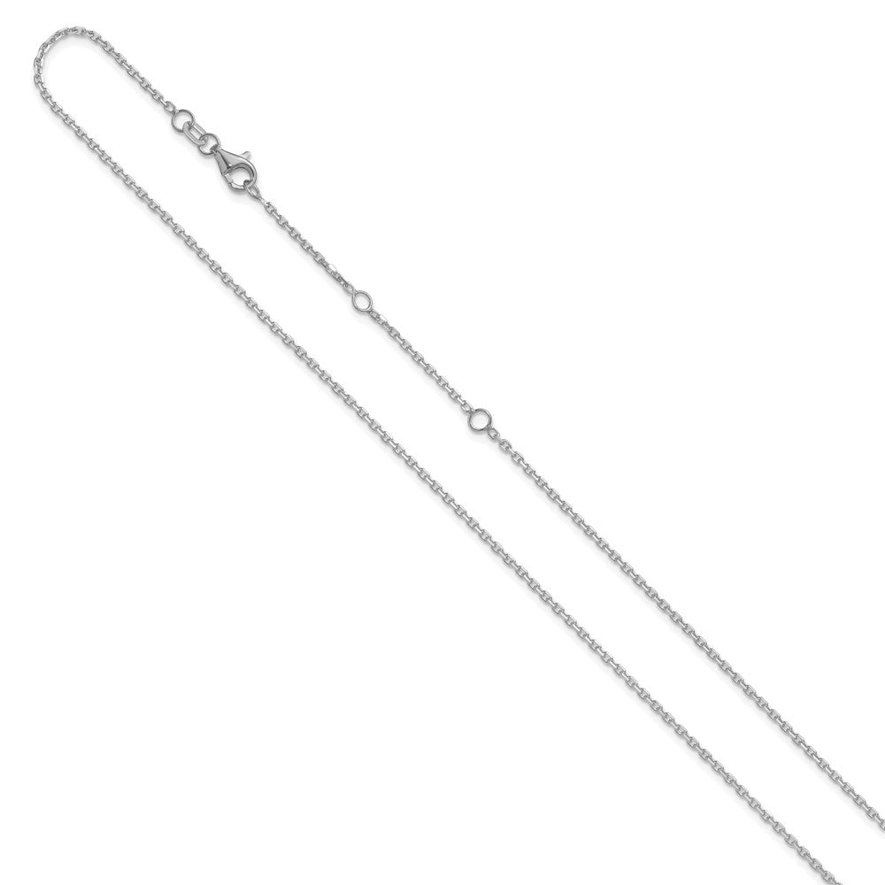 14k White Gold 1.5mm D/C Square Cable 2in+2in Adjustable Chain