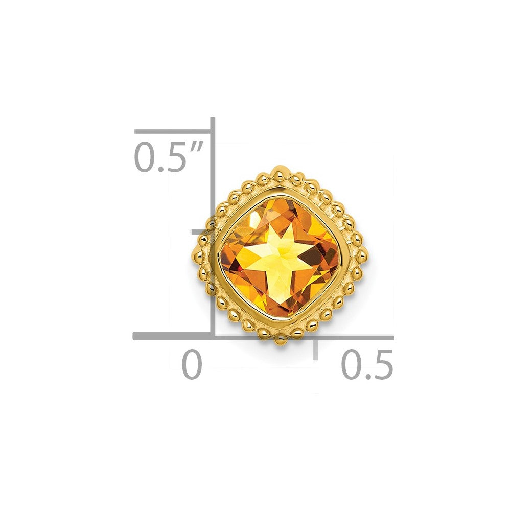14k Cushion Citrine Chain Slide