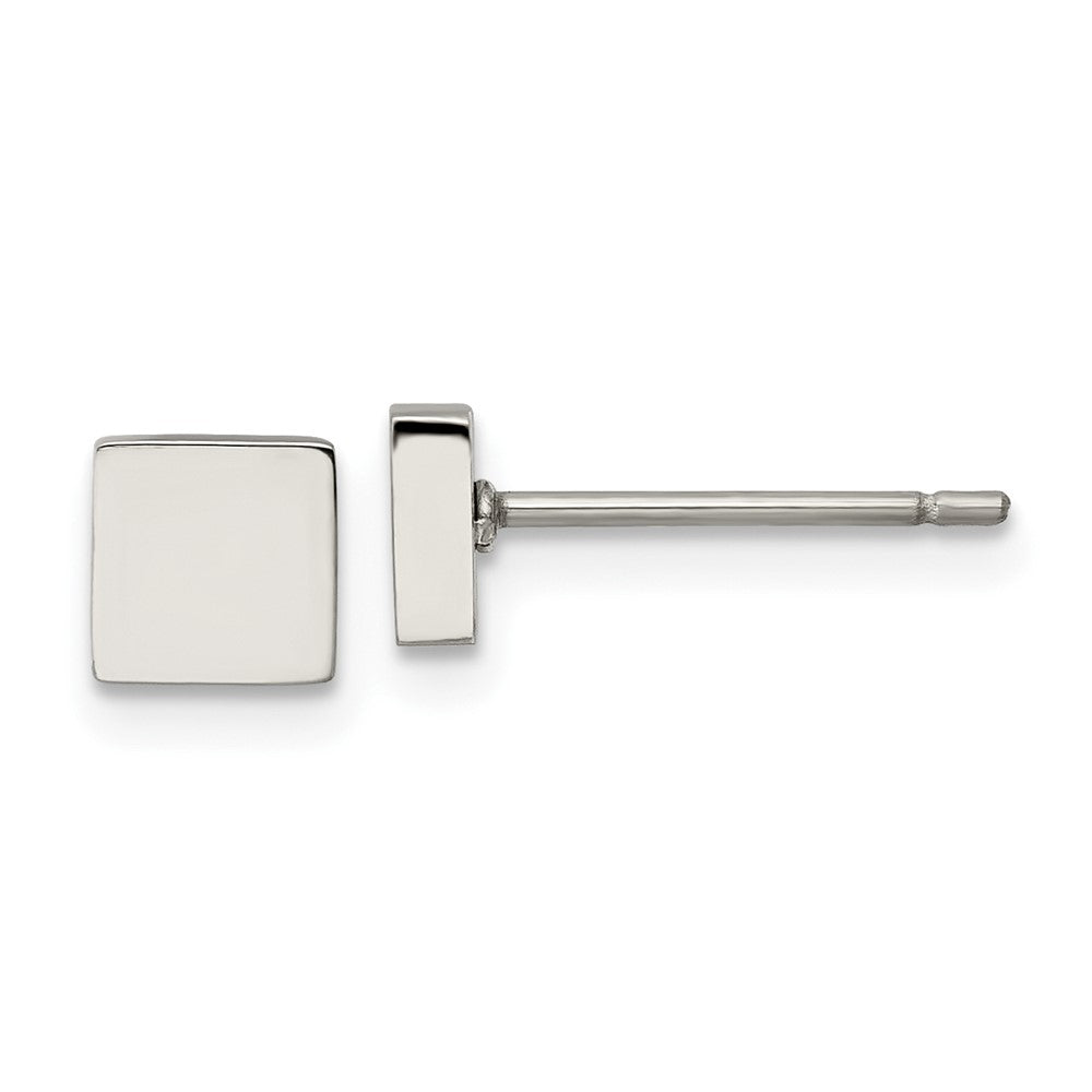 Stainless Steel Polished Square Post Earrings