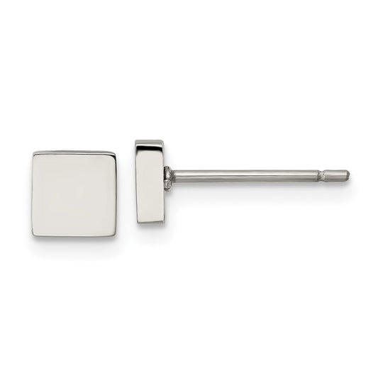 Stainless Steel Polished Square Post Earrings
