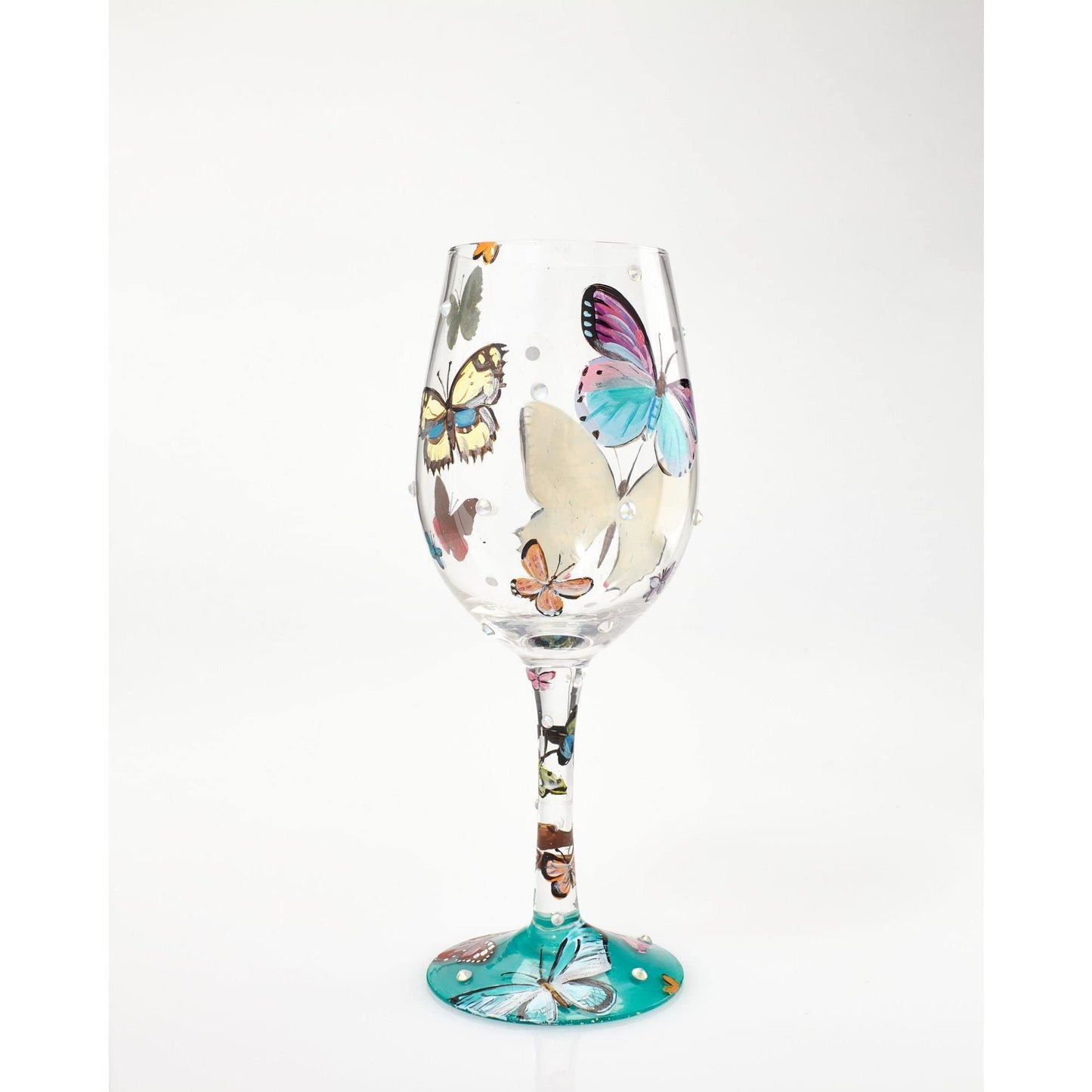 Enesco Designs by Lolita 15 oz Butterflies Hand Painted Wine Glass 8.8in