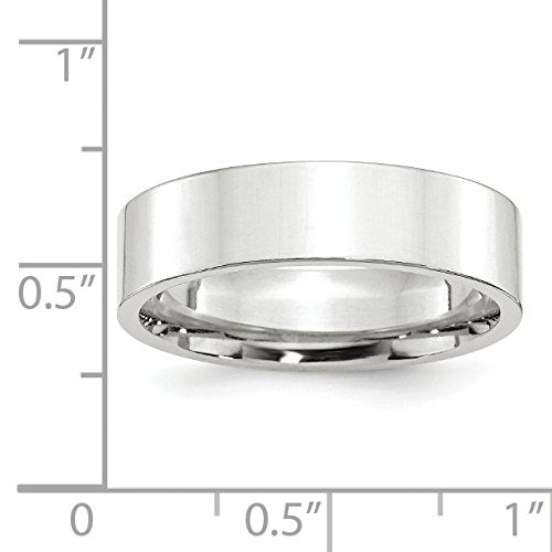 10k White Gold 6mm Standard Weight Flat Comfort Fit Wedding Band Size 10.5