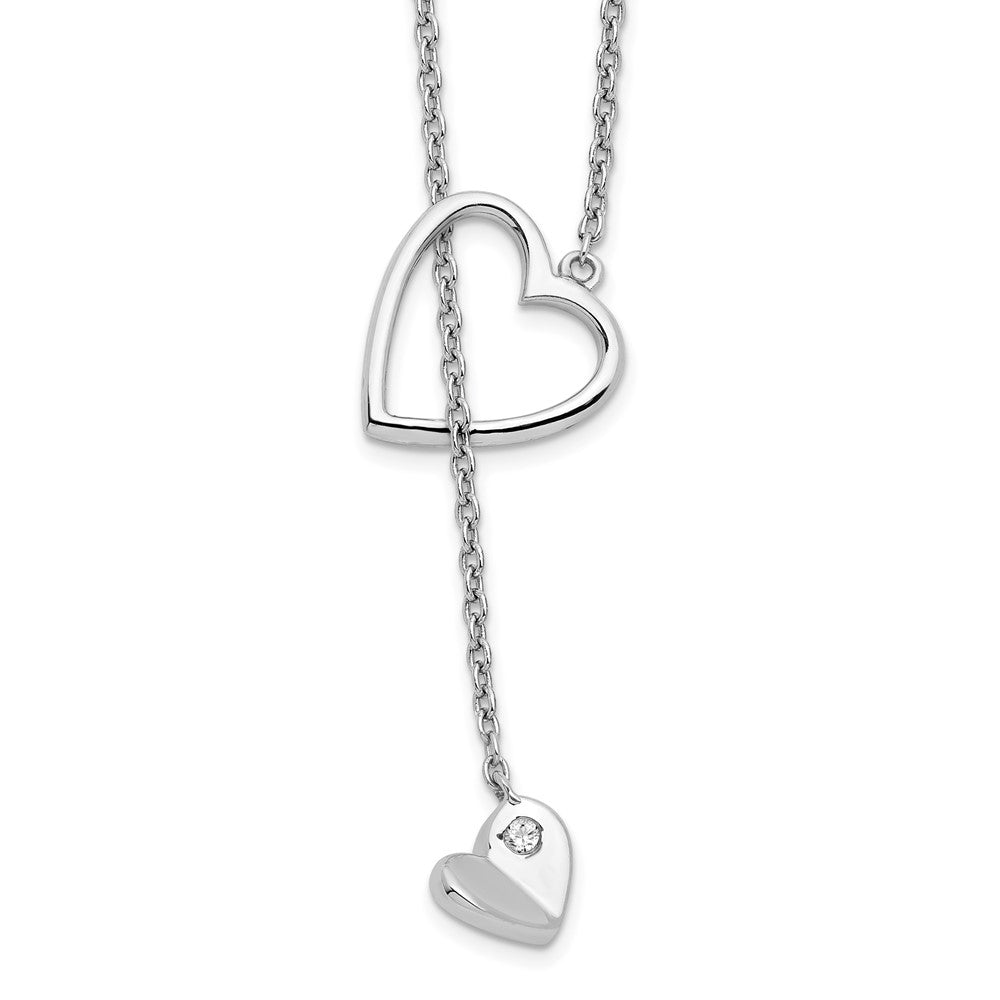 White Ice Sterling Silver Rhodium-plated 18 Inch Diamond Heart Necklace 18 Inches