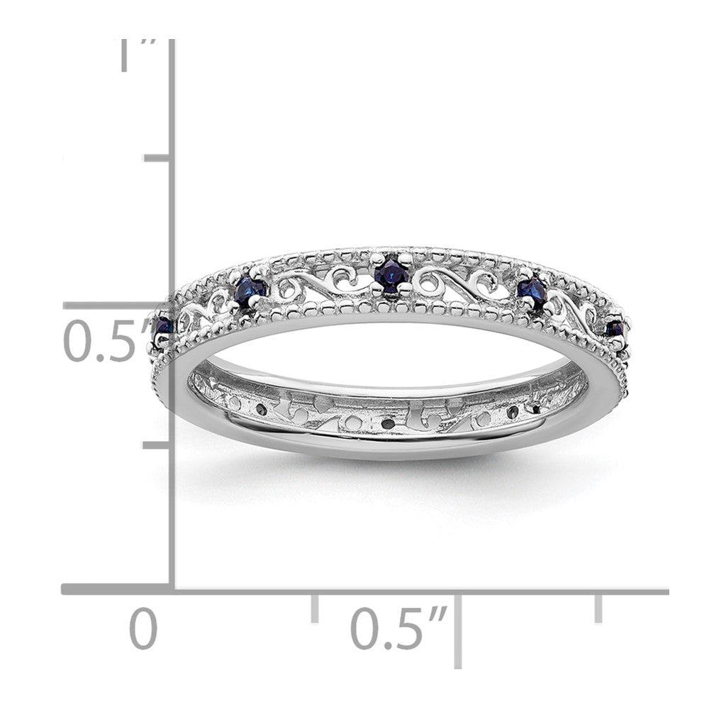 Sterling Silver Stackable Expressions Created Sapphire Ring Size -9