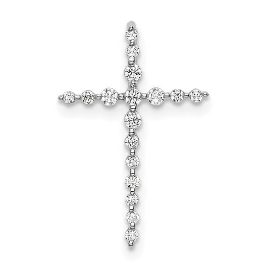 14k White Gold 1/6 carat Lab Grown Diamond VS/SI+ G+ Cross Chain Slide Pendant
