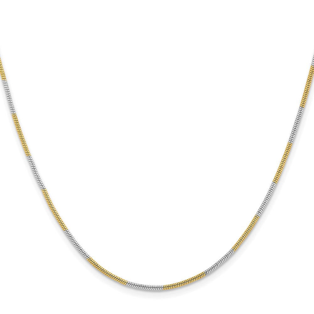 White & Yellow Rhodium over Brass 1.00mm Snake Chain