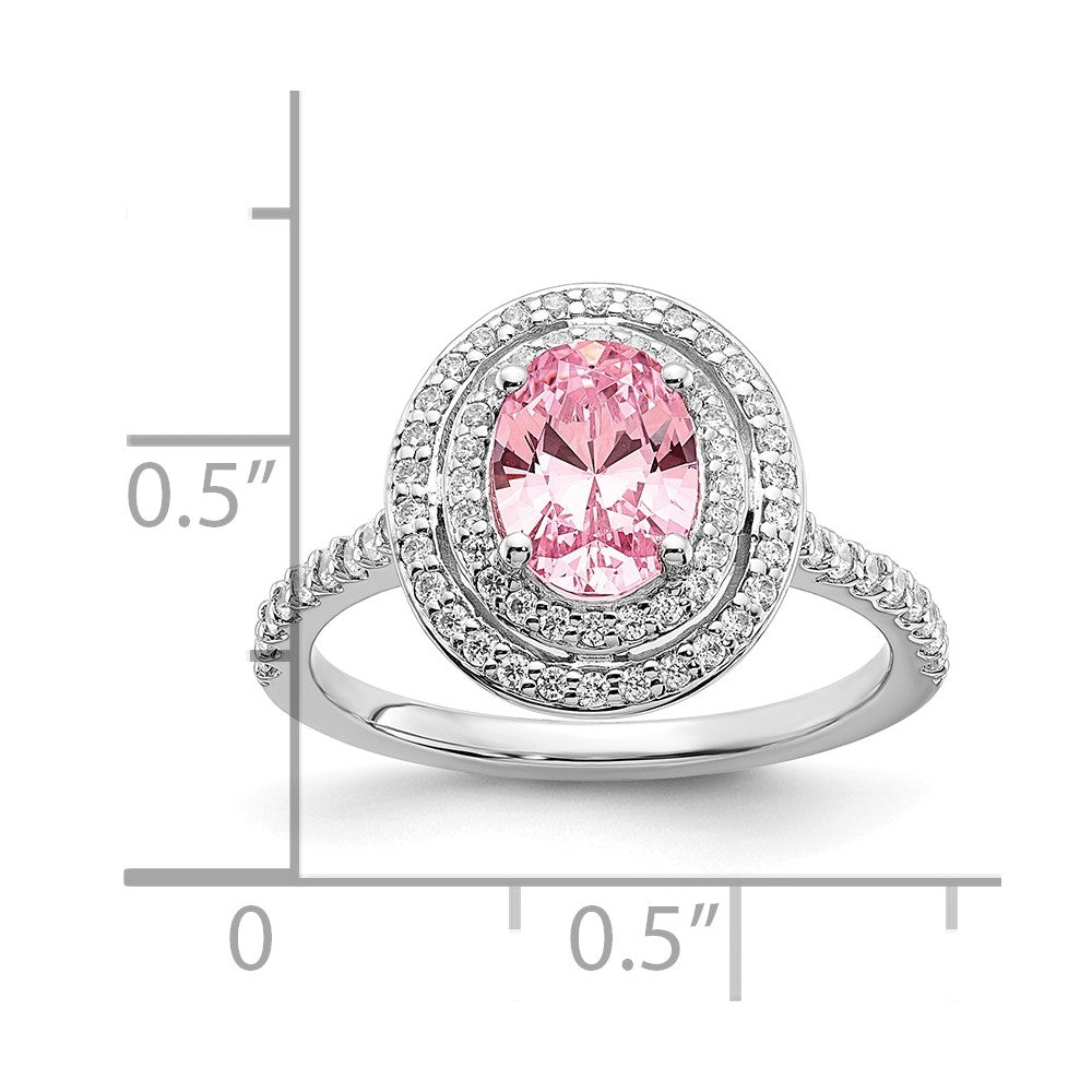 Sterling Silver Pink and White CZ Ring