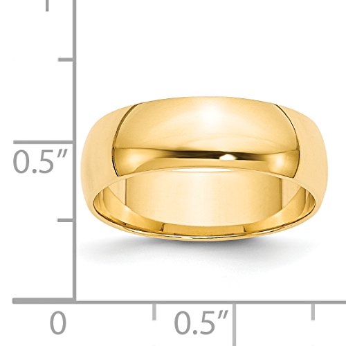 14k Yellow Gold 6mm Lightweight Half Round Wedding Band Size 5.5
