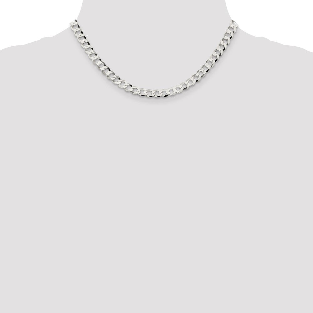 Sterling Silver 6.8mm Flat Curb Chain 16 Inches