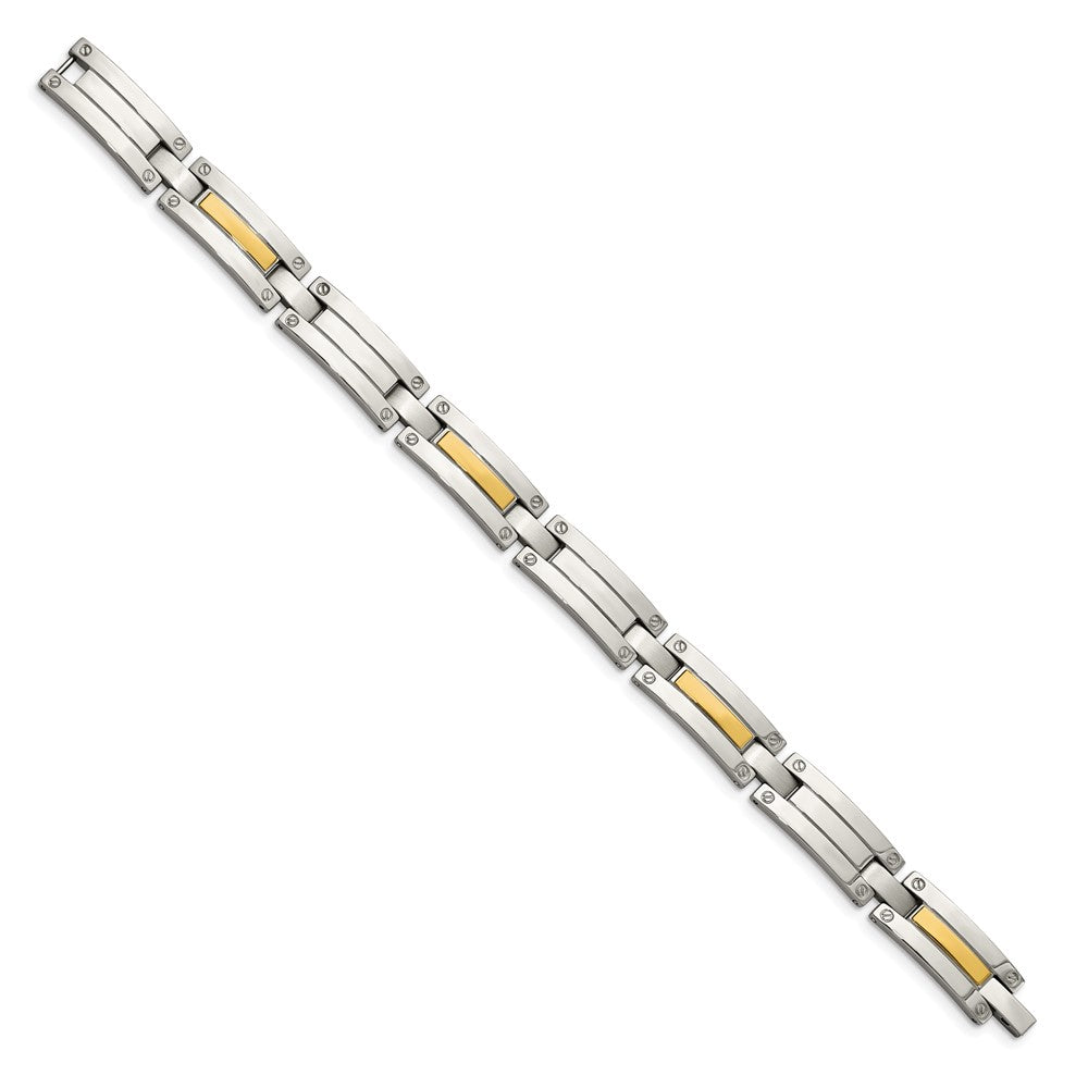 Stainless Steel with 14k Accent 8.5in Polished Link Bracelet 8.5 inches