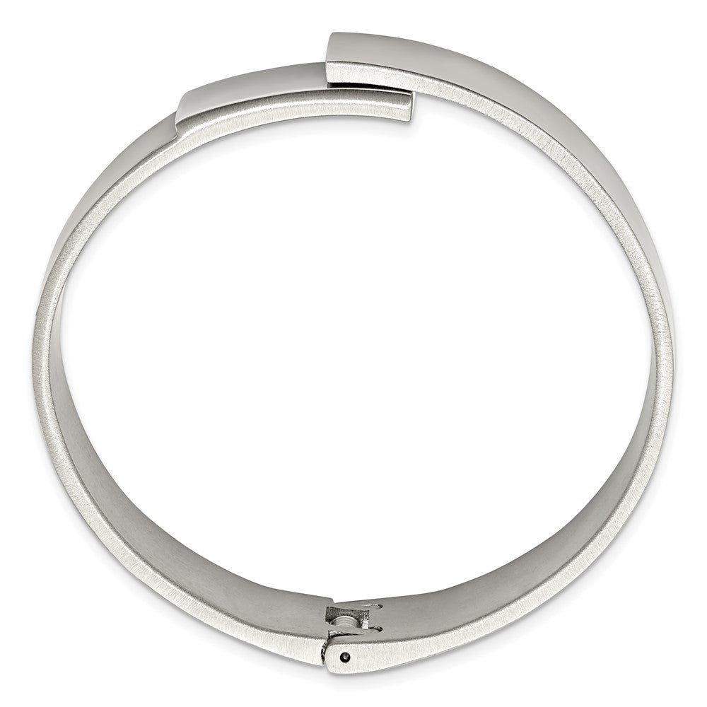 Stainless Steel Brushed and Polished 13mm Hinged Bangle 7 inches