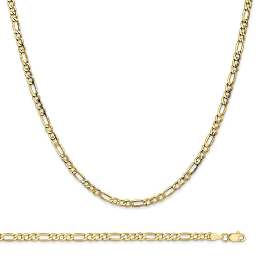 10k 3.5mm Semi-Solid Figaro Chain 8 and 20 inch Set