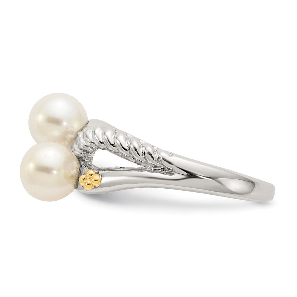 Shey Couture Sterling Silver with 14K Accent Polished 6mm White Freshwater Cultured Pearl Ring