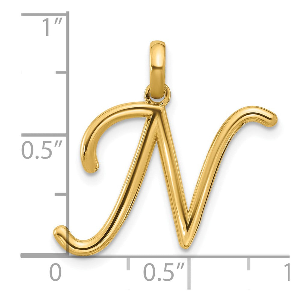 14k Yellow Gold Fancy Letter N