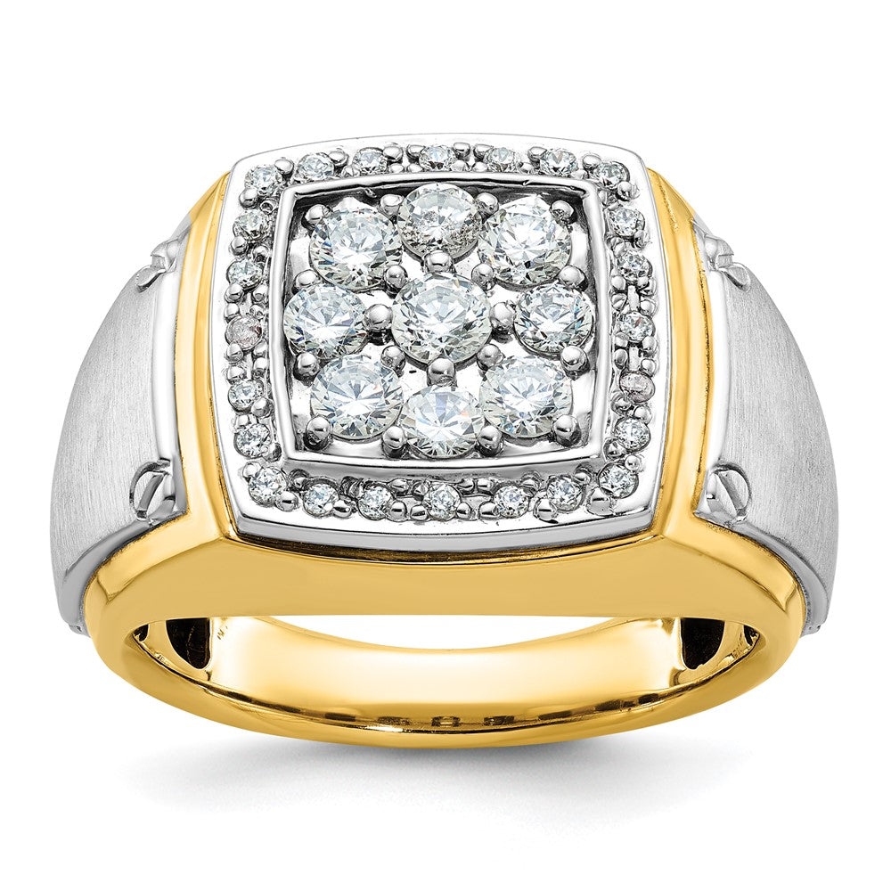 IBGoodman 14k Two-tone Men's Polished and Satin Square Cluster Ring Mounting