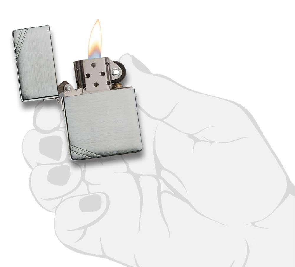 Zippo 1935 Replica with Slashes Brushed Chrome Pocket Lighter