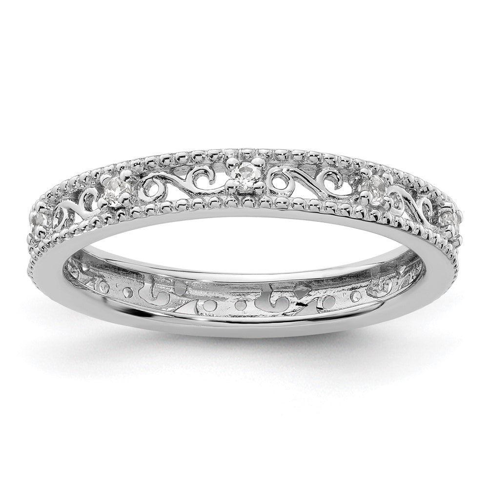Sterling Silver Stackable Expressions White Topaz Ring Size -7