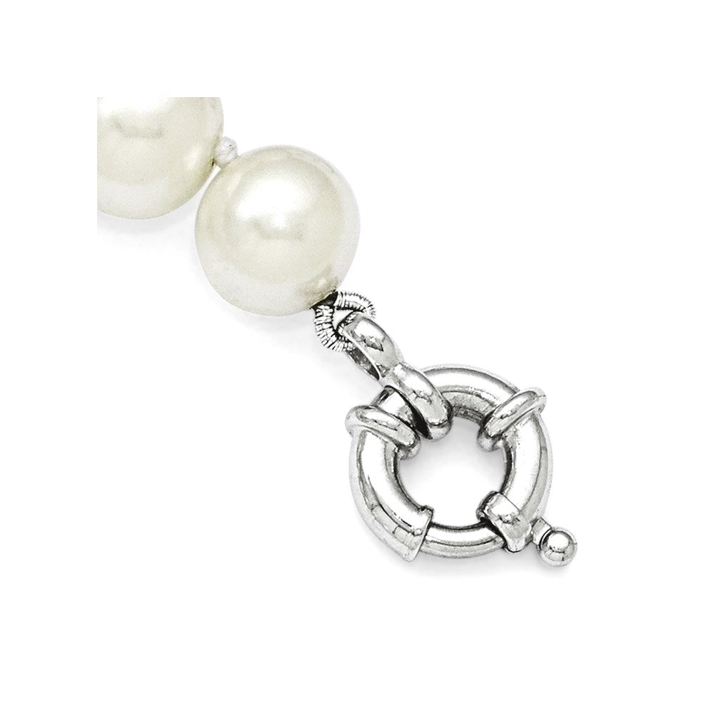 Majestik Sterling Silver Rhodium-plated 10-11mm White Imitation Shell Pearl Hand-knotted Necklace 24 Inches