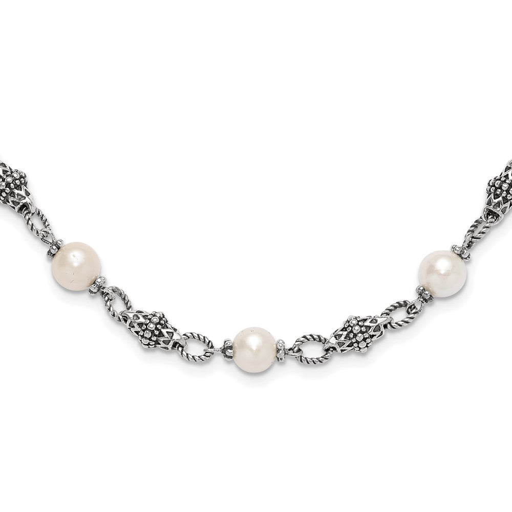 Shey Couture Sterling Silver 20 Inch Antiqued  8-8.5mm Freshwater Cultured Pearl Necklace 18 Inches