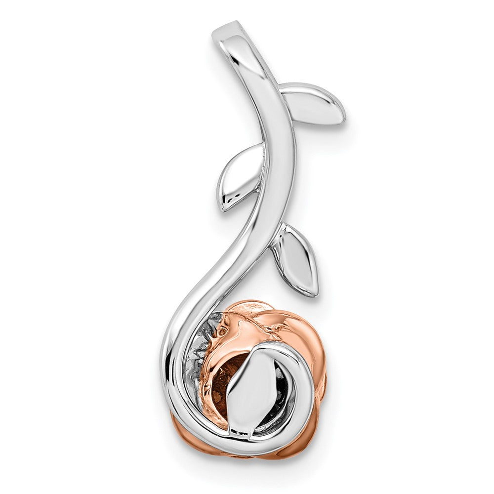 14k Two Tone Rose and White Gold 1/4 carat Lab Grown Diamond VS/SI+ G+ Rose Chain Slide Pendant