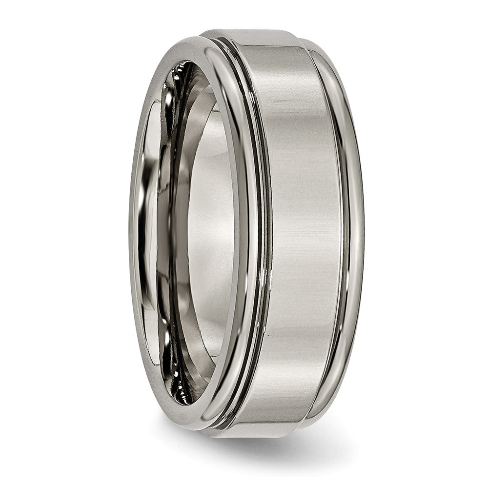 Titanium Polished 8mm Grooved Edge Band Size - 10.5