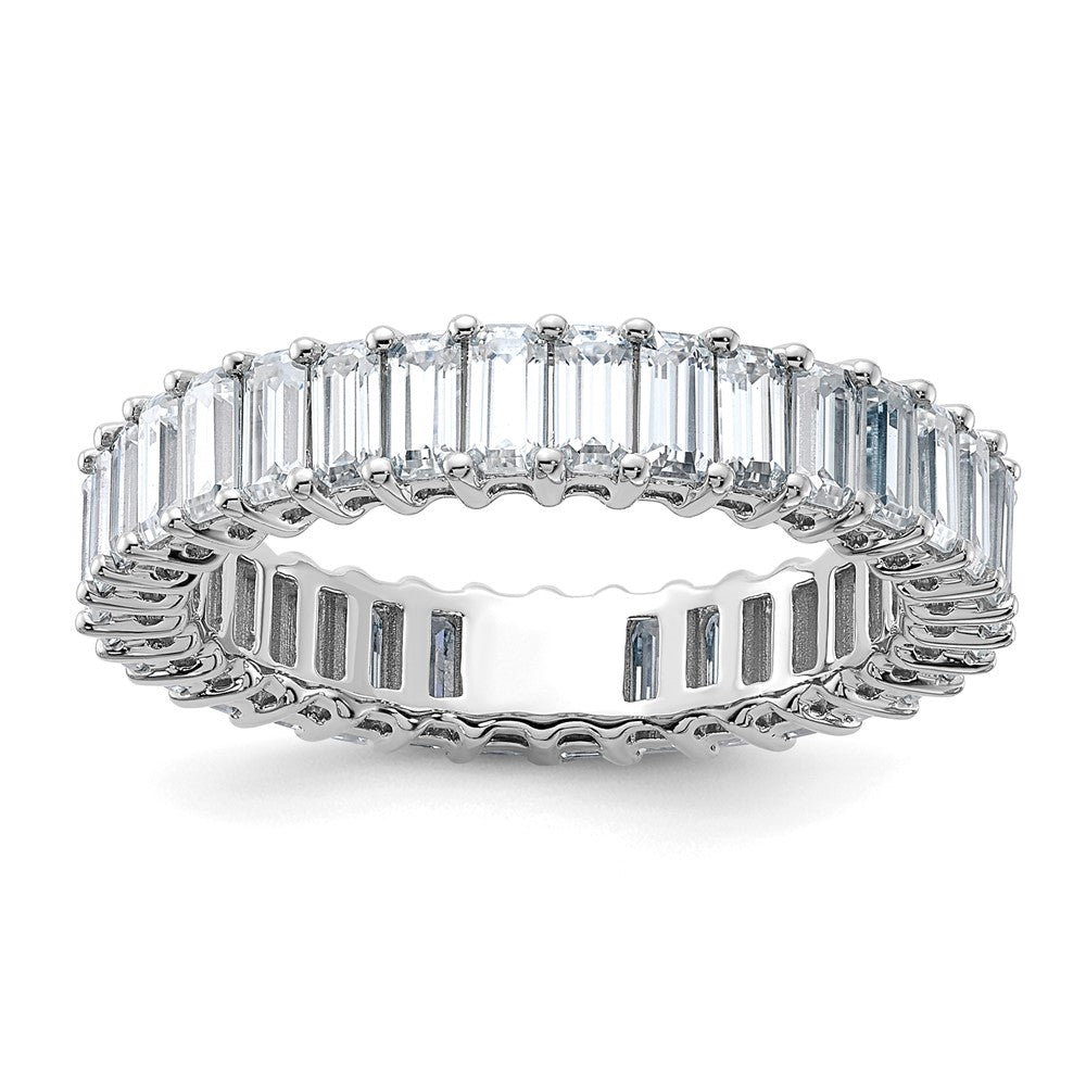 14kw Emerald-cut D E F Pure Light Moissanite Eternity Band