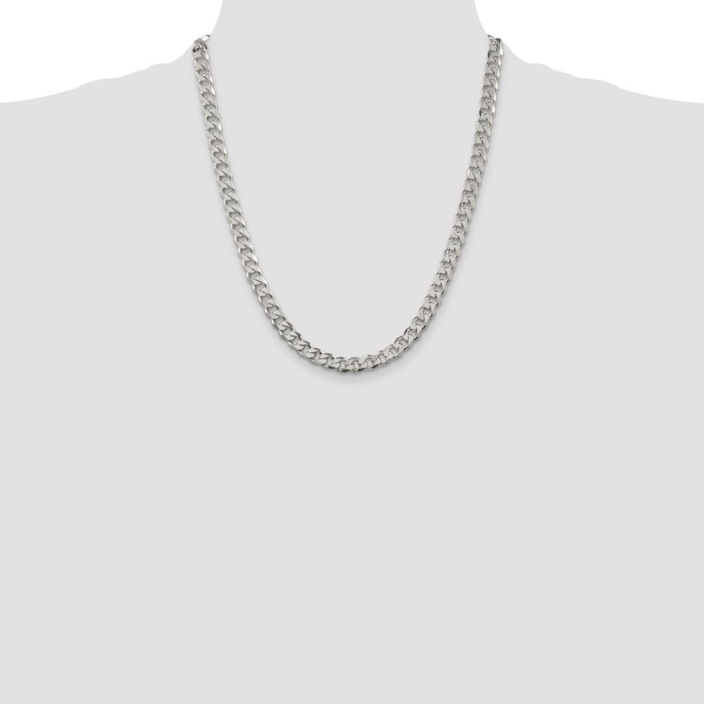 Sterling Silver 7mm Pav‚ Curb Chain 22 Inches
